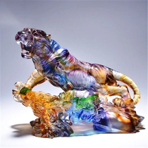 Glass crafts Tiger ornaments home furnishings living room wine cabinet decorations moving gifts moving practical