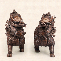 Copper unicorn ornaments a pair of pure copper town house evil spirits lucky wind water porch ornaments opening gifts ornaments