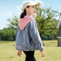 Girls spring and autumn coat 2021 New Korean version of net Red foreign gas Childrens denim jacket casual autumn dress