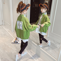 Girls New 2021 explosive autumn coat fashion Korean version of the childrens net Red Coat girls spring and autumn jacket