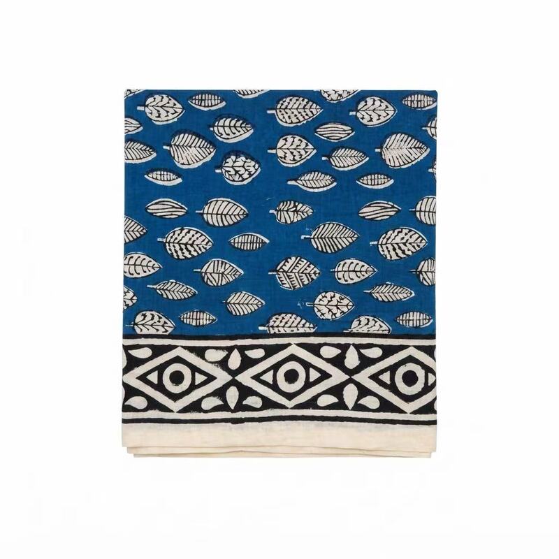 Indian Handmade Block Print Woodblock Dyed Pure Cotton Fabric (Tablecloth, Sofa Cover, Hanging Cloth) Approximately 1.8m