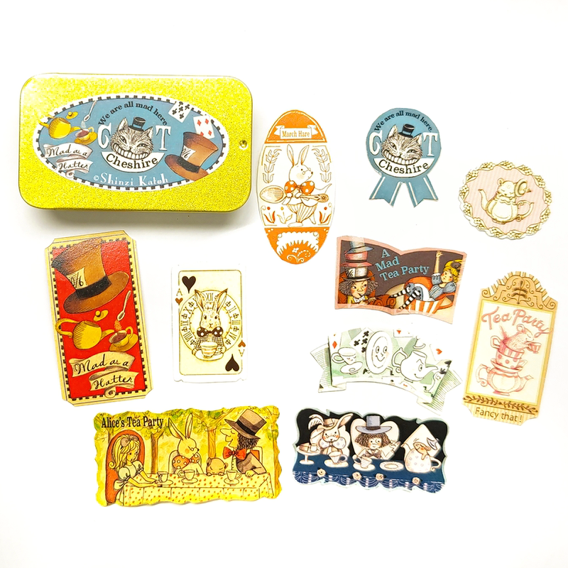 Shinzi Katoh Alice in Wonderland Themed Retro Stickers |   30 Pieces in 1 Box | Japanese-Made, in Stock