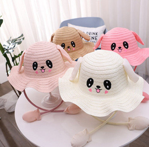 Boys and girls out of the sun - sun - shade baby hat pinched their ears to move Pikachu children's straw hat cute