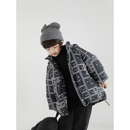 Мультяшный пуховик для мальчиков, зимняя ветрозащитная толстовка с капюшоном, детская куртка, в западном стиле, 2022, увеличенная толщина