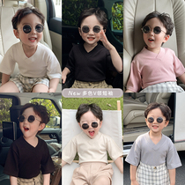 Baby Baby short sleeve T-shirt summer thin foreign style top new Korean loose base shirt male baby shirt