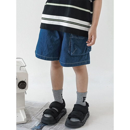 Детские прямые свободные джинсы, джинсовая юбка, трехмерные шорты для мальчиков, тонкие штаны для отдыха