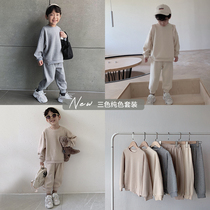Youyou childrens clothing boy warm set 2021 Spring and Autumn new children Foreign style Korean boy sports clothes female