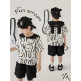 Детский кролик, кукла, тонкая футболка для мальчиков, штаны для отдыха, комплект, летняя одежда, короткий рукав