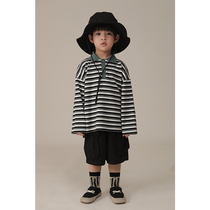 Young boys sweatshirt 2022 Spring new small capsized baby elastic striped ocean qi children casual blouses