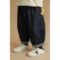 Baby boy jeans 2021 new children Korean version of foreign style long pants baby spring and autumn casual pants childrens clothing