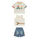 Youyou Boys Summer New Sleeveless Vest Contrast Color T-Shirt Loose Casual Shorts Colorful Building Block Series suit