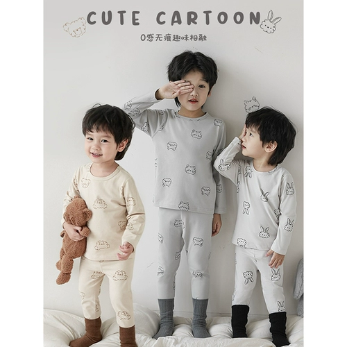 Осенняя детская пижама, комплект для мальчиков, лента, термобелье