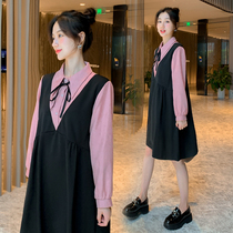 Pregnancy Woman Dress Spring Dress Dress Dress Dress 2022 New Long Sleeves Pregnant Woman Skirts Spring Autumn Season Net Red blouses during pregnancy