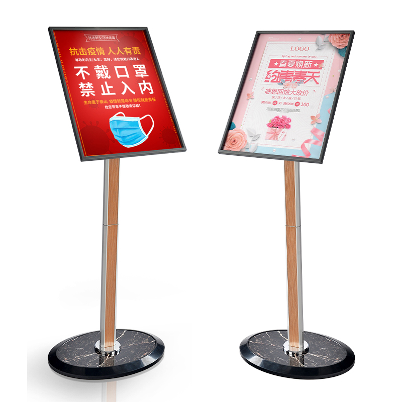 Epidemic prevention and control warning board Vertical display rack poster factory kindergarten community doorway to measure body temperature without mask No entry Epidemic prevention publicity board Aluminum alloy easy-to-pull poster