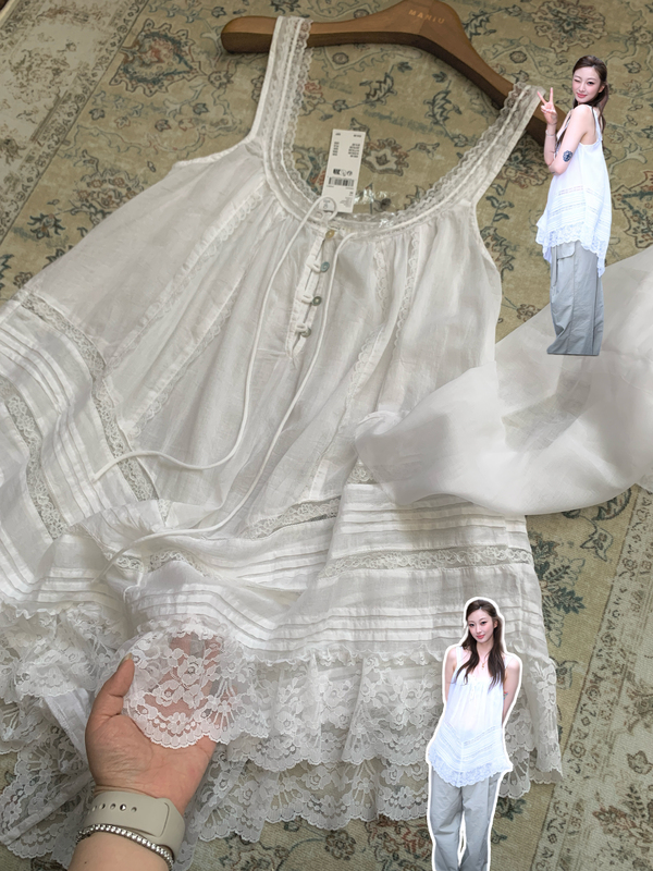 Limited Time Offer 139! Little Fresh and Innocent Girl Style Lace Camisole with a Layered Look, 100% Pure Cotton Limited Time Offer 139! Little Fresh and Innocent Girl Style Lace Camisole with a Layered Look, 100% Pure Cotton