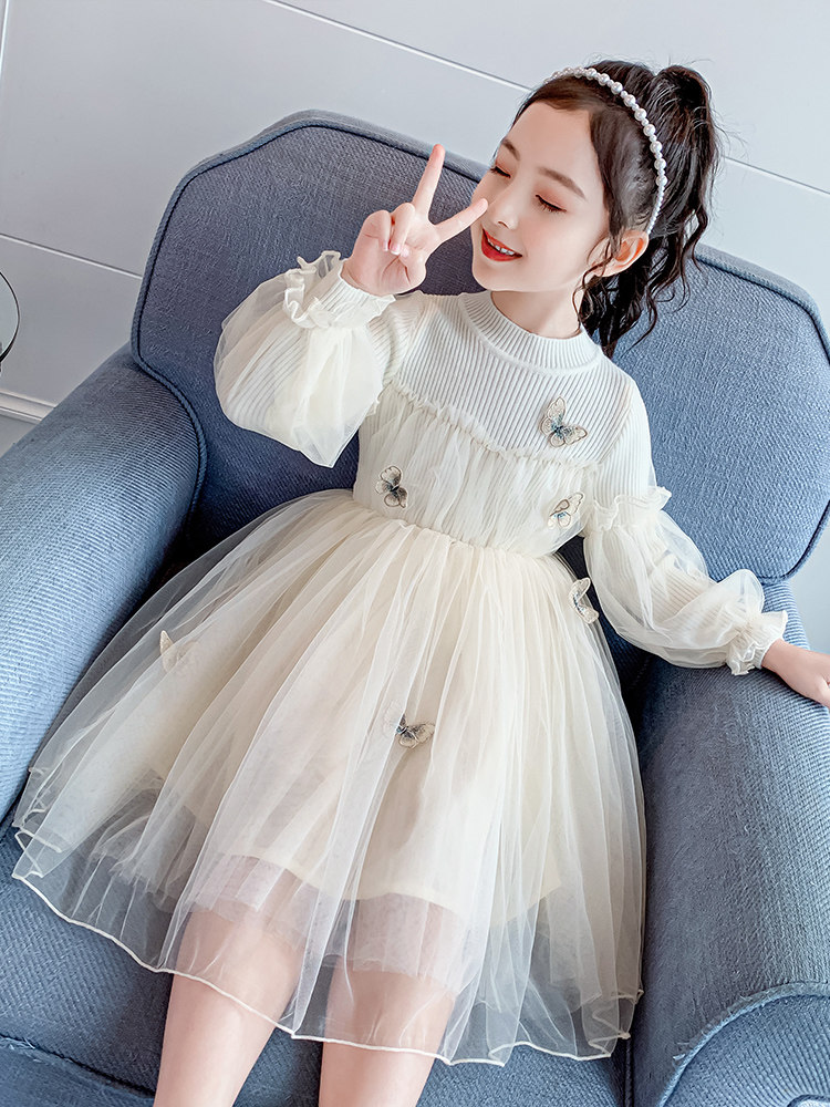 Girl Ocean Dress Spring Dress 2021 New CUHK Children Dress SuperOcean Princess Dress Little Girl Skirt Spring Autumn Dress