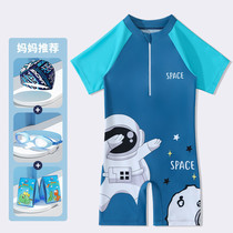 British Next kiss childrens swimsuit boys summer one-piece 2024 new medium and large childrens professional swimming equipment