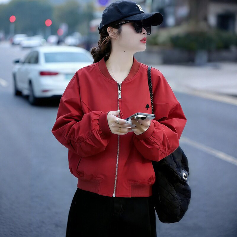 European-Style Short Embroidered Baseball Jacket Early Spring Coat for Women 2026 New Model Unique Beautiful Jacket for Petite Women Thin Top