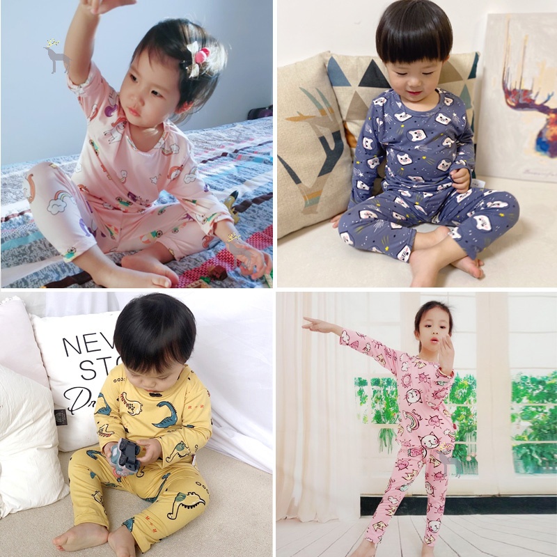 Childrens đồ ngủ cotton dài tay áo 2020 mùa xuân chàng trai mới đồ lót bộ bé mỏng bé nhà quần áo.