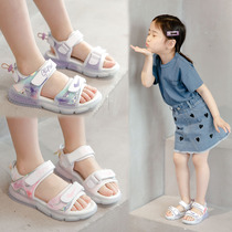 UK Next Kiss Girl Sandals 2022 Summer New Children Soft-bottom Princess Shoes Girl Beach Shoe Tide