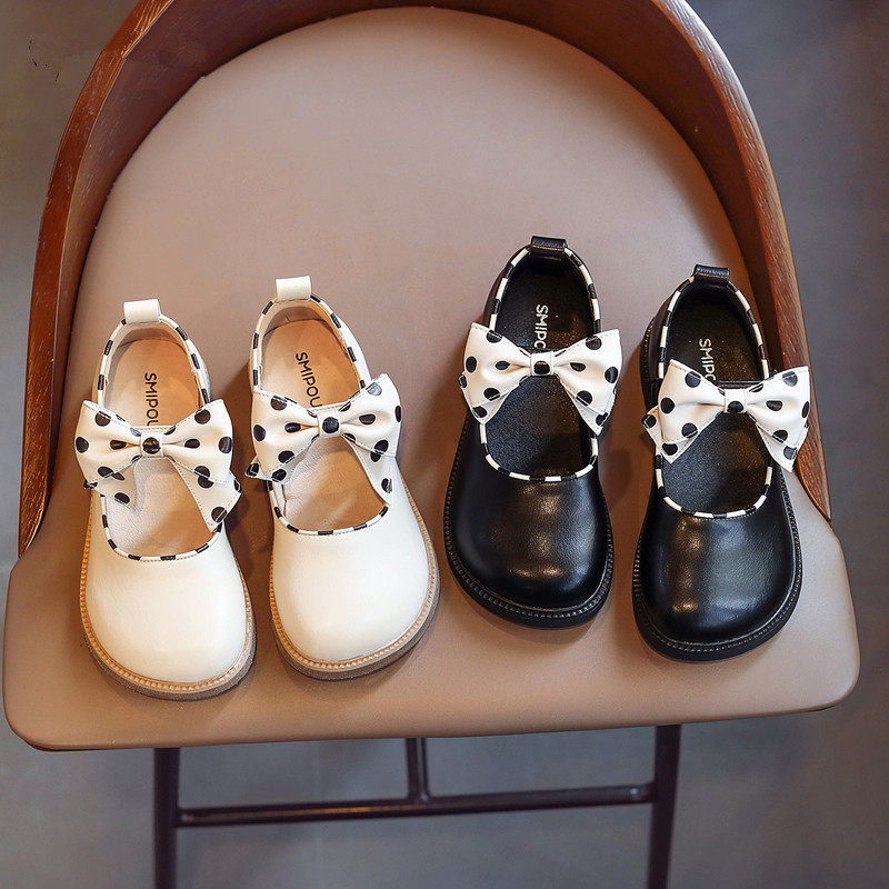 UK Next Kiss Girl Princess Shoes 2021 Fall New Kid Bow Tie Girl Leather Shoes Baby Shoes