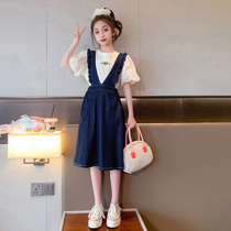 British next kiss girls dress 2024 new girl Summer Summer suit childrens strap dress