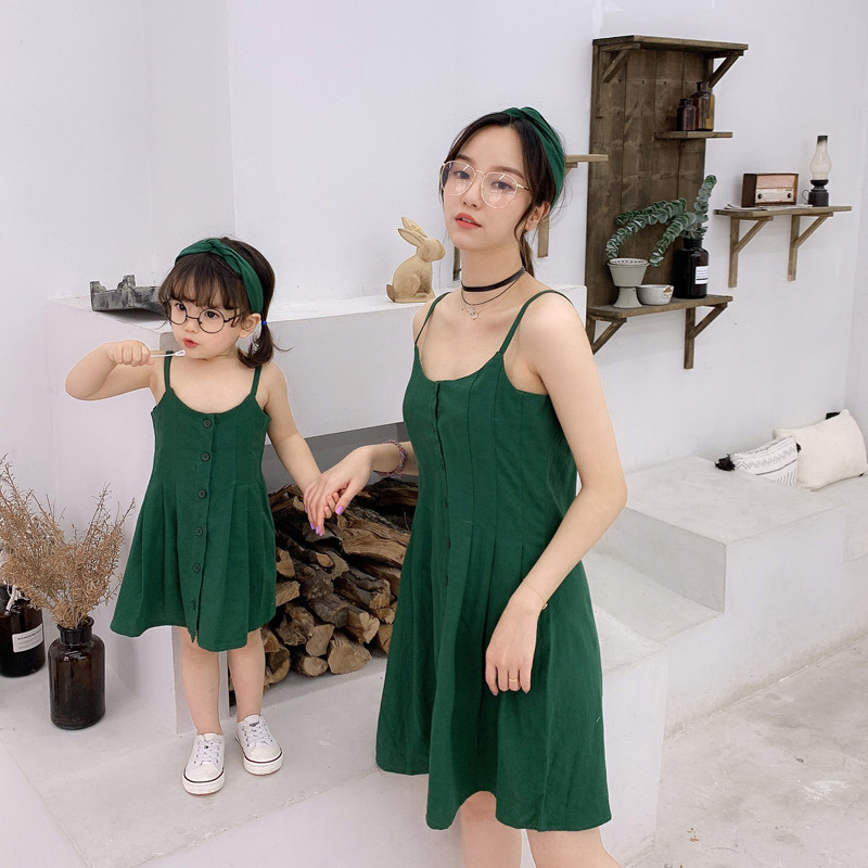 Mother and daughter net red loose sundress 2021 summer fried street parent-child strapless dress Korean version of the long skirt girl
