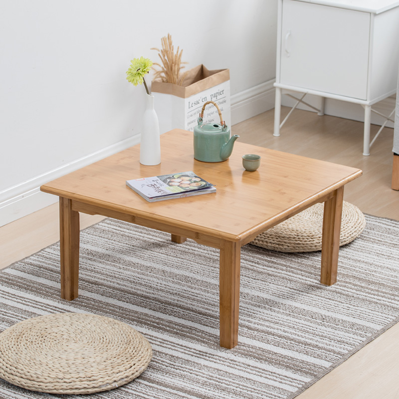 NNan Bamboo Kang Table Solid Wood Square Table Square Dining Table Floating Window Tatami Small Table Domestic Bed upper table tea table short table