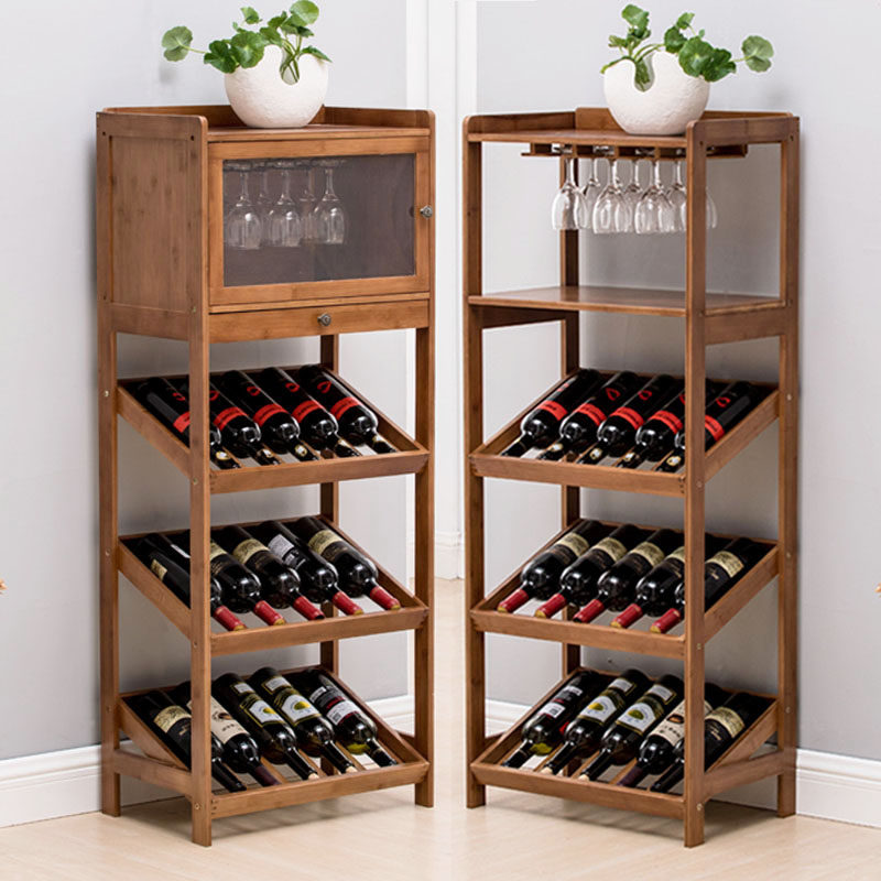 Home Wine Rack European-style Bar Floor Wine Cabinet Wine Red Wine Solid Wood Containing shelf Rack Wine Glass Shelf