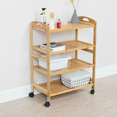 Beauty trolley Beauty salon special tool cart shelf Bamboo solid wood ear picking hair salon nail salon storage cabinet