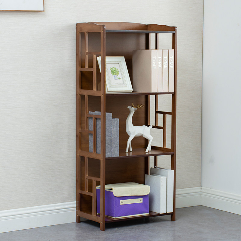 Nanzhu Antique Bookshelf Chinese Simple Bookcase Living Room Floor Creative Combination Shelf Solid Wood Multi-layer Storage Cabinet