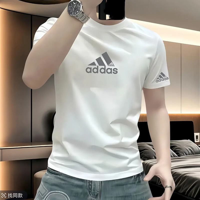Heavyweight Short-Sleeve T-Shirt for Men, 2026 New Summer Style, Pure Cotton, American Trendy Round Neck, White, Versatile Casual ins Men