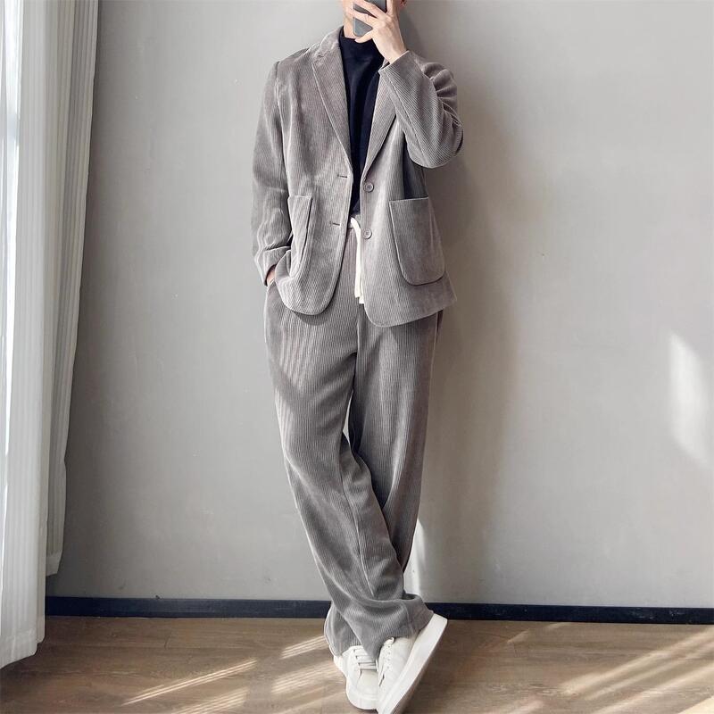 Korean Uamtor Casual Suit Set for Men 2026 Autumn and Winter Korean Style Trendy Corduroy Loose Casual Two-Piece Set Korean Uamtor Casual Suit Set for Men 2026 Autumn and Winter Korean Style Trendy Corduroy Loose Casual Two-Piece Set