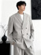 Korean Uamtor Men's Autumn and Winter Double-Breasted Suit Set, High-End Korean Style Casual Suit, Loose Jacket, Trendy