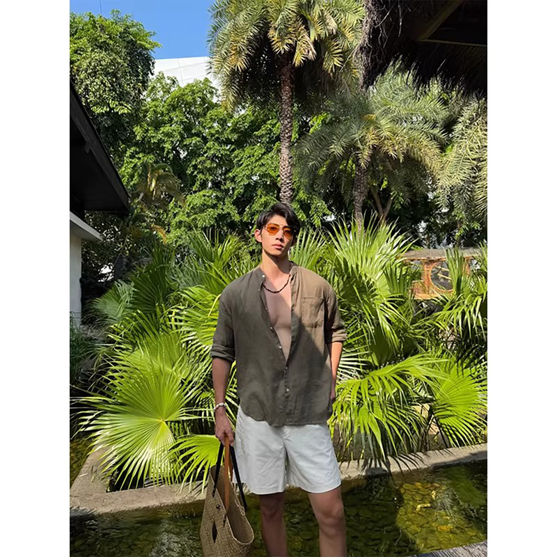 Korean Uamtor Retro Vintage Style Brown Linen Shirt Short-Sleeved Men's Summer Elegant Outfit Shirt Jacket Korean Uamtor Retro Vintage Style Brown Linen Shirt Short-Sleeved Men's Summer Elegant Outfit Shirt Jacket