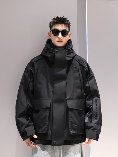 Südkorea Uamtor Herren Daunenjacke Winter weiße Entendaunen Arbeitskleidung funktionelle Kapuze lose verdickte winddichte Jacke