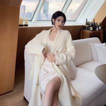 30% off 100% Australian wool coat womens autumn and winter HERM*S double-sided cashmere mid-length double-sided high-end