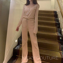 nicky rabbit velvet net Red wide leg pants casual suit women fashion trend foreign spring and autumn age two sets autumn