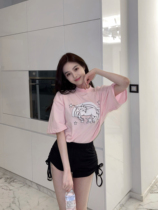 nicky unicorn girl T-shirt female summer short-sleeved cartoon cherry blossom powder simple loose round neck 2022 new