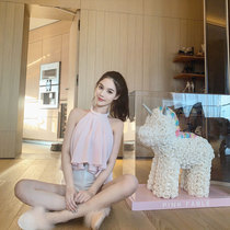 Human peach female earth white chiffon slip shoulder chiffon shirt female hipster Super fairy foreign air Korean version sleeveless summer