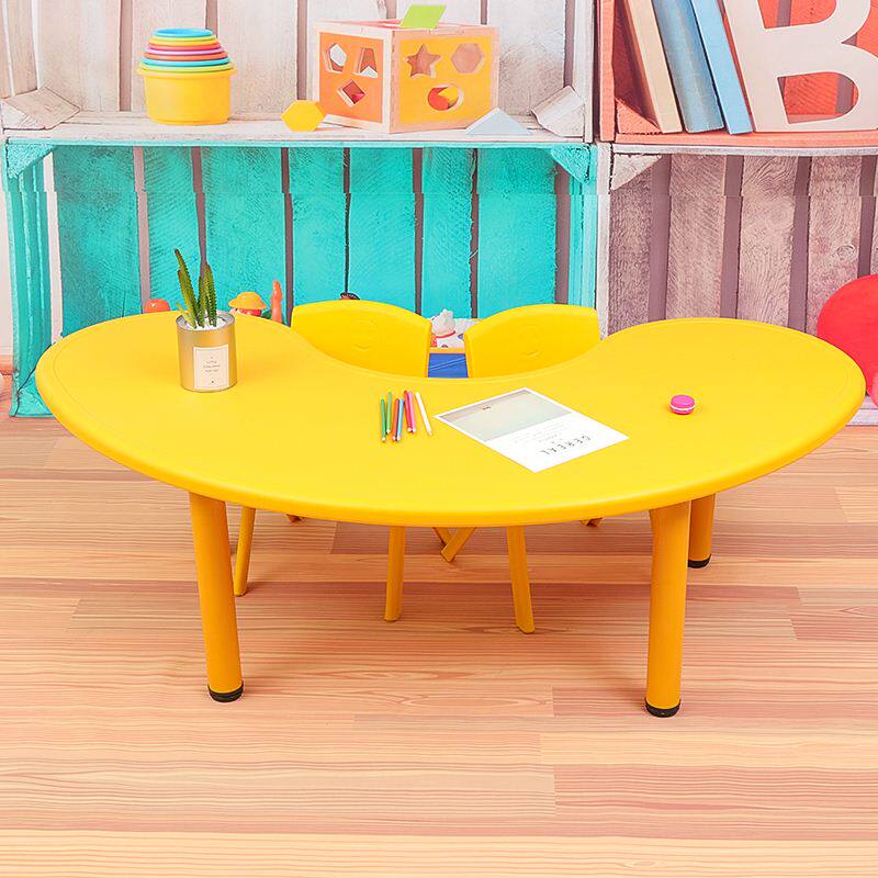Table curved kindergarten table new thickened game painting hand-made semi-circular round table for primary school children with crescent moon