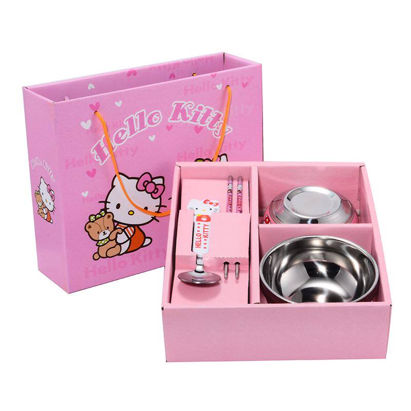 Children Supplies Stainless Steel Cartoon Cutlery Sets 1-6-year-old Tong Bowls Chopsticks Kindergarten