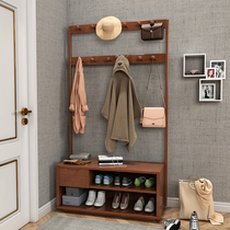 Solid wood cloakhat rack changing shoes stool integrated household doorway can be used to wear a shoe stool into the door hanging clothes hanger Hyun Off shelf