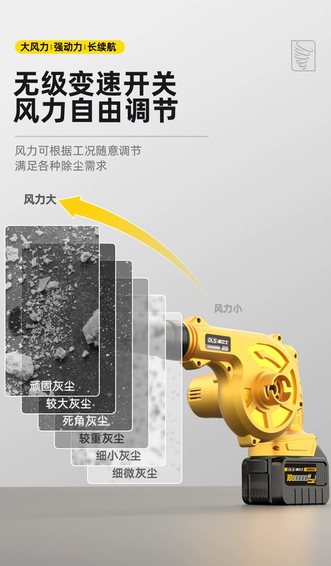 Máy thổi sạc, máy sấy tóc lithium máy tính gia đình nhỏ, máy thổi bụi công nghiệp công suất cao để thổi bụi quạt thổi bụi máy hút thổi bụi cầm tay