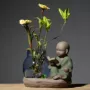 Sáng tạo nhà sư nhỏ bình thủy tinh gốm trang trí cây trồng nước máy tính để bàn màu xanh lá cây thủy canh container - Vase / Bồn hoa & Kệ giỏ treo hoa