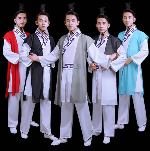 Chinese Wind Men Dance Suit Classical Dance Paper Fan Book Sheng Confucius Costume National Dance Tai Chi Dance Sword Performance Suit