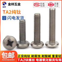 National standard TA2 titanium alloy pan head cross round head screw pure titanium GB818 machine screw semi-round head M3M4M5M6M8