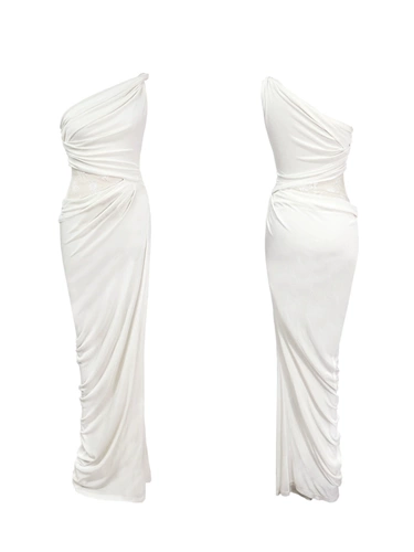 MOOD X MIURA 24 новое летнее белое трикотажное платье из ацетата с полой талией и складками