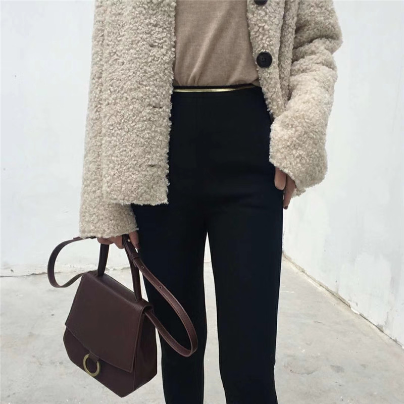 Thu đông 2018 cộng với nhung có size lớn nhỏ màu đen quần vàng quần quần ấm quần legging chân quần DO & COOBA quần nữ phong cách