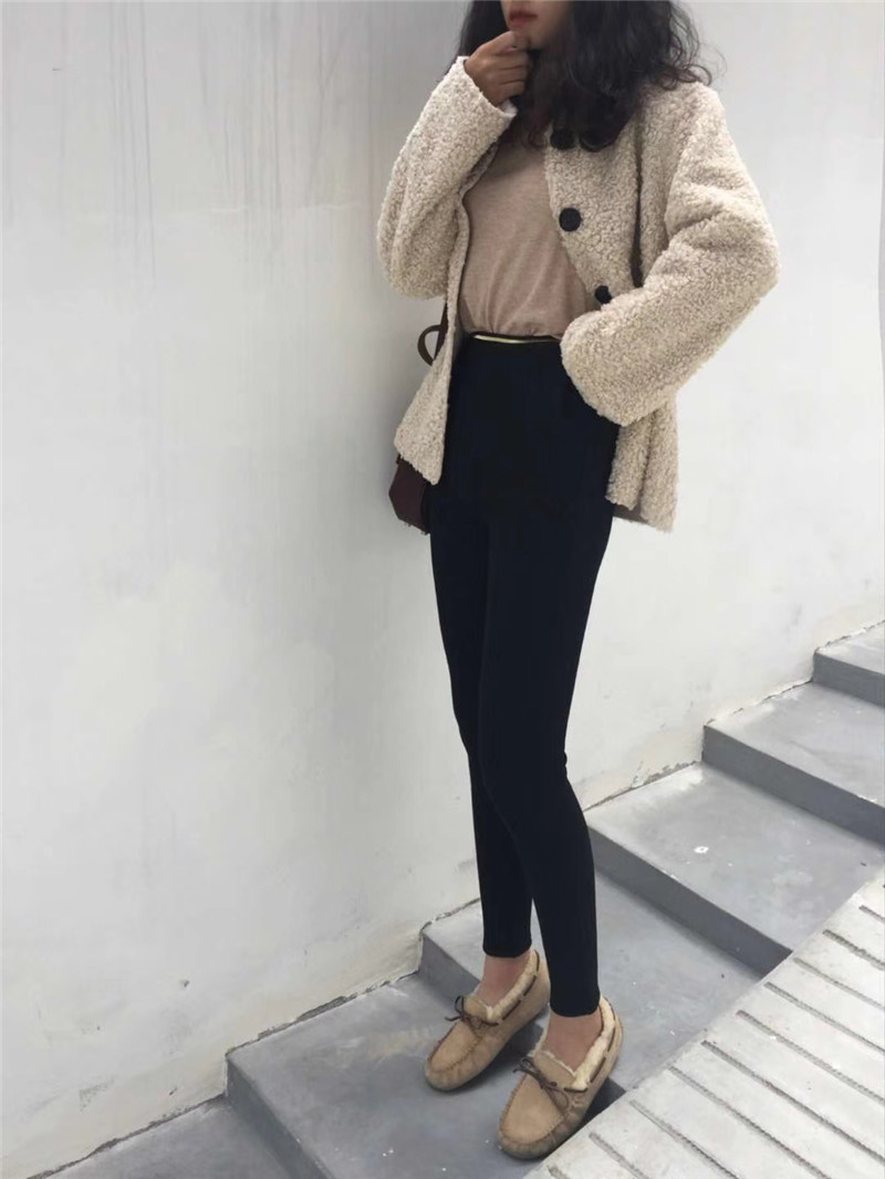 Thu đông 2018 cộng với nhung có size lớn nhỏ màu đen quần vàng quần quần ấm quần legging chân quần DO & COOBA quần nữ phong cách
